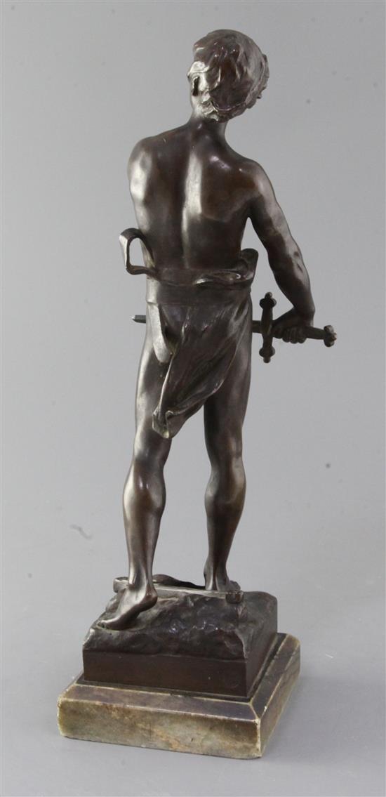 Francois Raoul Larche (1860-1912). A bronze figure of David, height 13.5in.